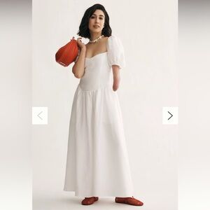 Reformation White Puff Sleeve Maxi Dress